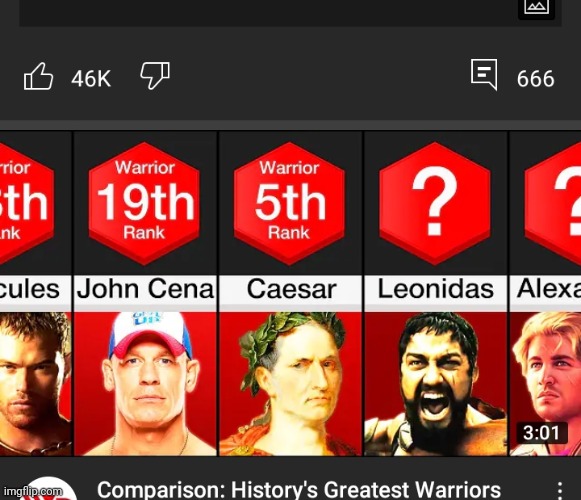 Ahh yes my favorite warrior john cena | image tagged in youtube | made w/ Imgflip meme maker