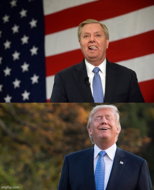 image tagged in lindsey graham tongue,creepy trump | made w/ Imgflip meme maker