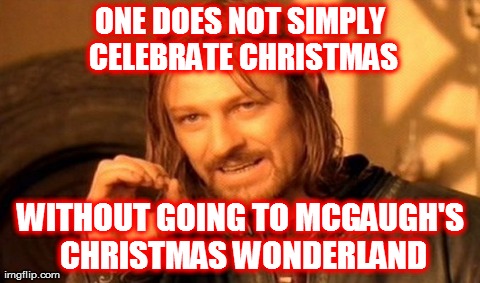 One Does Not Simply Meme | ONE DOES NOT SIMPLY CELEBRATE CHRISTMAS WITHOUT GOING TO MCGAUGH'S CHRISTMAS WONDERLAND | image tagged in memes,one does not simply | made w/ Imgflip meme maker
