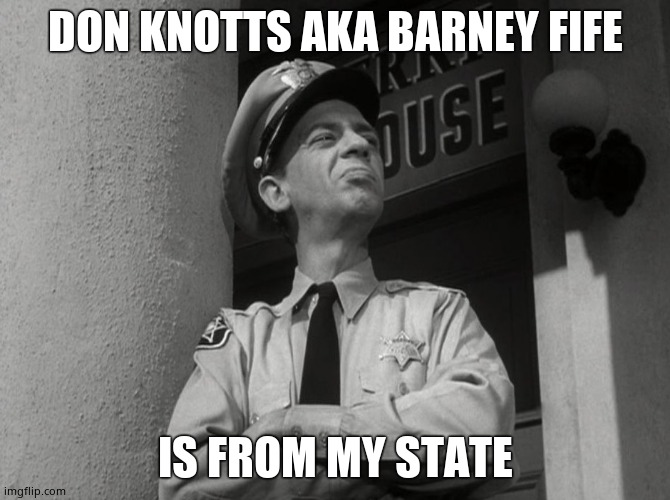 Barney Fife Proud | DON KNOTTS AKA BARNEY FIFE; IS FROM MY STATE | image tagged in barney fife proud | made w/ Imgflip meme maker