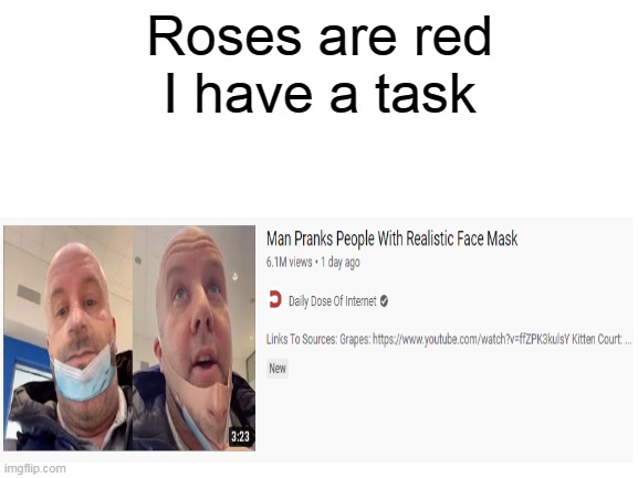 That's a great prank | Roses are red
I have a task | image tagged in prank,rhymes | made w/ Imgflip meme maker