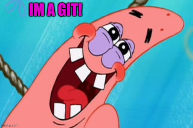 patrick star | IM A GIT! | image tagged in patrick star | made w/ Imgflip meme maker