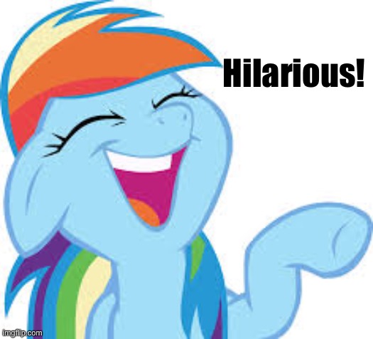 Rainbow Dash laughing | Hilarious! | image tagged in rainbow dash laughing | made w/ Imgflip meme maker