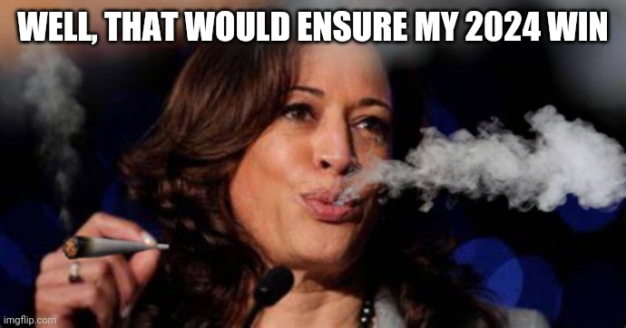 Kamala Harris stoned | WELL, THAT WOULD ENSURE MY 2024 WIN | image tagged in kamala harris stoned | made w/ Imgflip meme maker