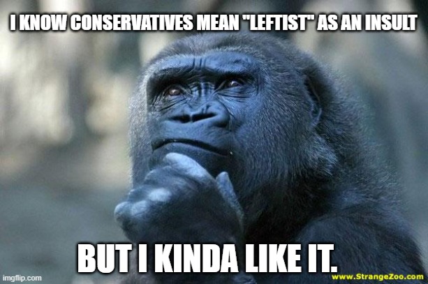 I'm gonna keep it. Make it mine. And name it "Lefty" | I KNOW CONSERVATIVES MEAN "LEFTIST" AS AN INSULT; BUT I KINDA LIKE IT. | image tagged in deep thoughts | made w/ Imgflip meme maker