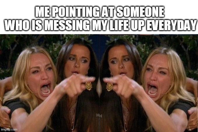 ME POINTING AT SOMEONE
 WHO IS MESSING MY LIFE UP EVERYDAY | image tagged in reflection | made w/ Imgflip meme maker