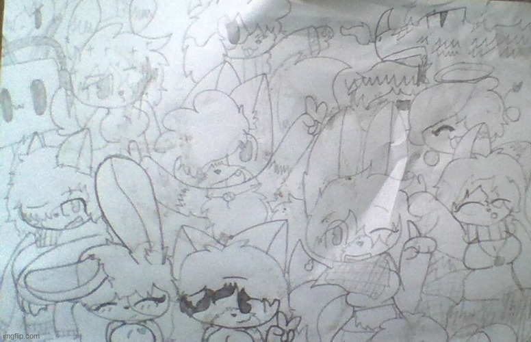 I made this drawing of all my OC's 2 days ago. | made w/ Imgflip meme maker