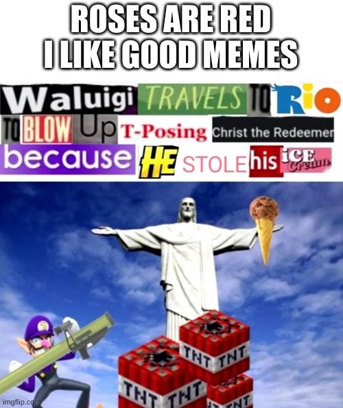 LMAOOOOOO | ROSES ARE RED
I LIKE GOOD MEMES | image tagged in memes,funny,waluigi,poetry,lol | made w/ Imgflip meme maker