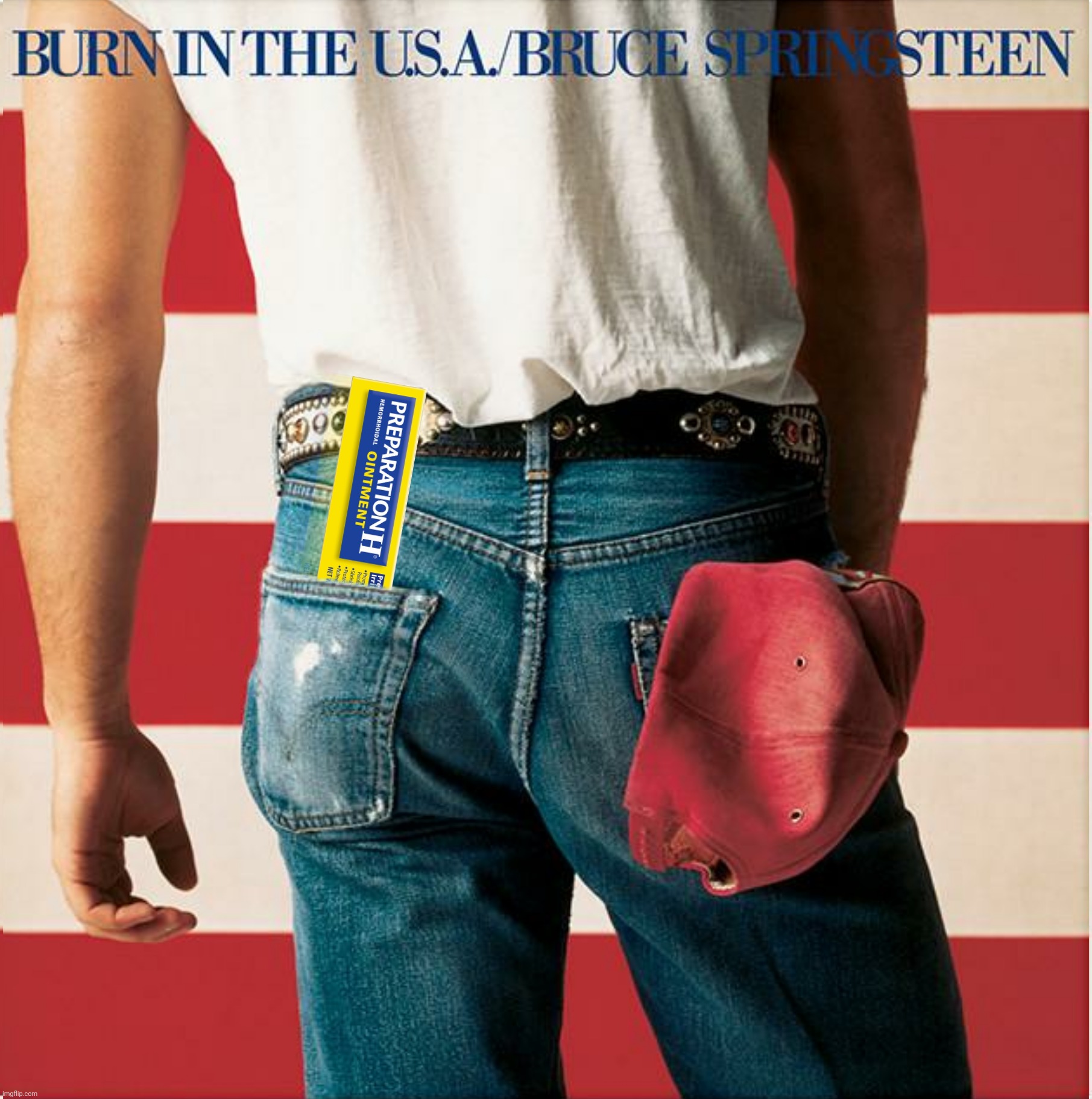 Bad Photoshop Sunday presents:  I'm On Fire | image tagged in bad photoshop sunday,burn in the usa,born in the usa,bruce springsteen | made w/ Imgflip meme maker