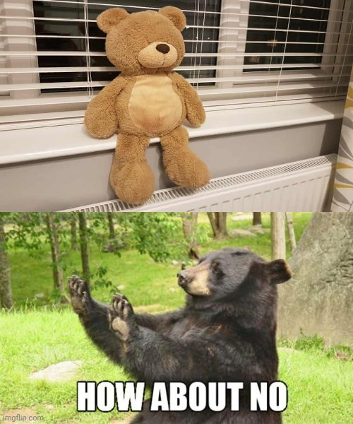Eyes are missing on the stuffed bear | image tagged in memes,how about no bear,stuffed animal,bear,you had one job,design fails | made w/ Imgflip meme maker