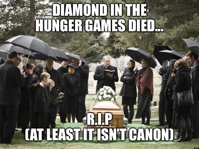 Funeral | DIAMOND IN THE HUNGER GAMES DIED... R.I.P

(AT LEAST IT ISN’T CANON) | image tagged in funeral | made w/ Imgflip meme maker
