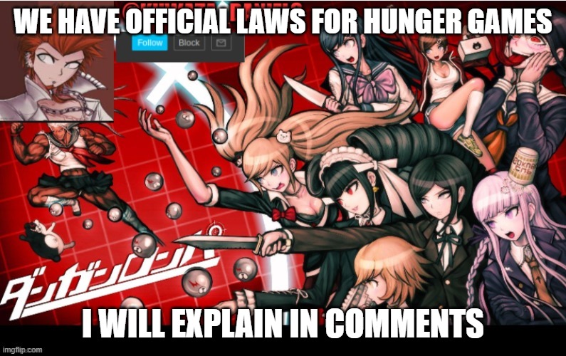 WE HAVE OFFICIAL LAWS FOR HUNGER GAMES; I WILL EXPLAIN IN COMMENTS | made w/ Imgflip meme maker