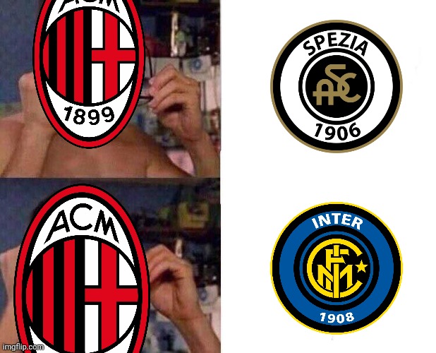 Spezia 2-0 AC Milan. Can Inter win to get the 1st place????? | image tagged in spiderman glasses,memes,ac milan,calcio,funny | made w/ Imgflip meme maker