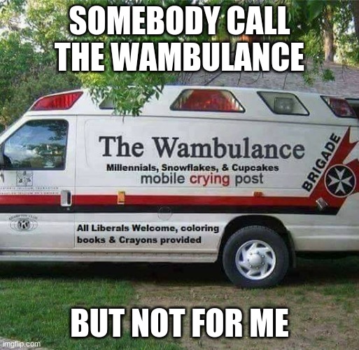 Wambulance | SOMEBODY CALL THE WAMBULANCE; BUT NOT FOR ME | image tagged in wambulance | made w/ Imgflip meme maker