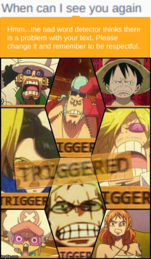 image tagged in one piece triggered | made w/ Imgflip meme maker
