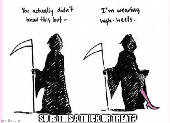 SO IS THIS A TRICK OR TREAT? | image tagged in trick or treat | made w/ Imgflip meme maker
