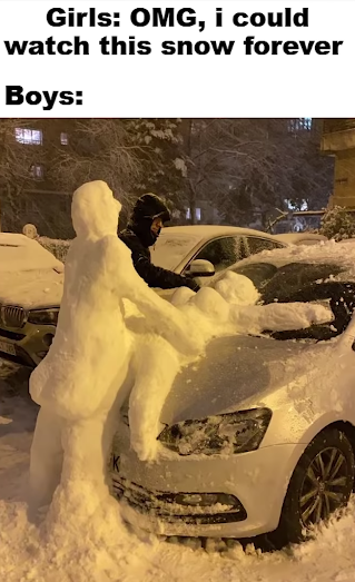 an interesting snow statue Blank Meme Template