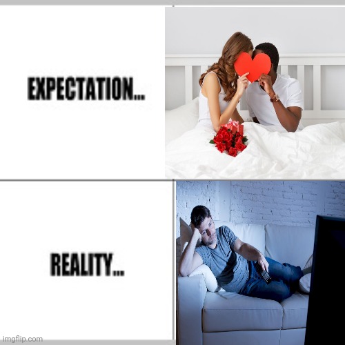 It really be like this | image tagged in expectation vs reality,memes,valentine's day,alone | made w/ Imgflip meme maker