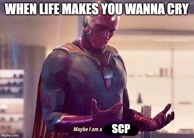 Maybe i am a monster blank | WHEN LIFE MAKES YOU WANNA CRY; SCP | image tagged in maybe i am a monster blank | made w/ Imgflip meme maker
