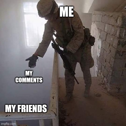 Grenade Drop | ME; MY COMMENTS; MY FRIENDS | image tagged in grenade drop | made w/ Imgflip meme maker