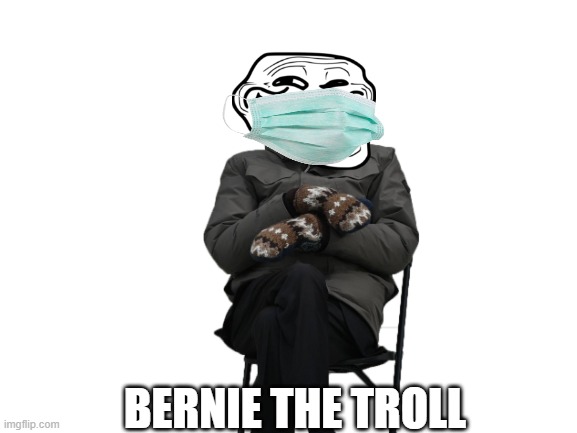 Blank White Template | BERNIE THE TROLL | image tagged in blank white template | made w/ Imgflip meme maker