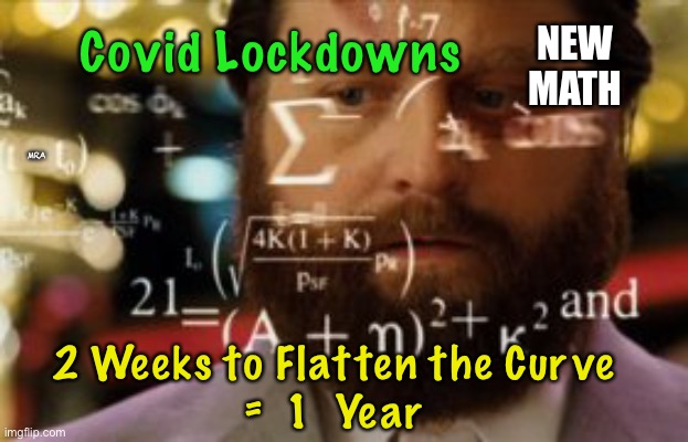 Trying to calculate how much sleep I can get | NEW
MATH; Covid Lockdowns; MRA; 2 Weeks to Flatten the Curve
=  1  Year | image tagged in trying to calculate how much sleep i can get | made w/ Imgflip meme maker