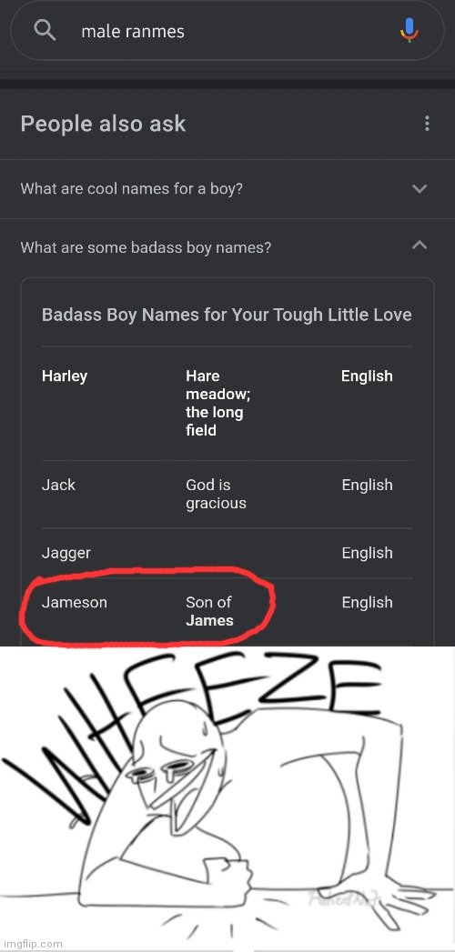 Wheezeeeee | image tagged in wheeze,james,father and son | made w/ Imgflip meme maker