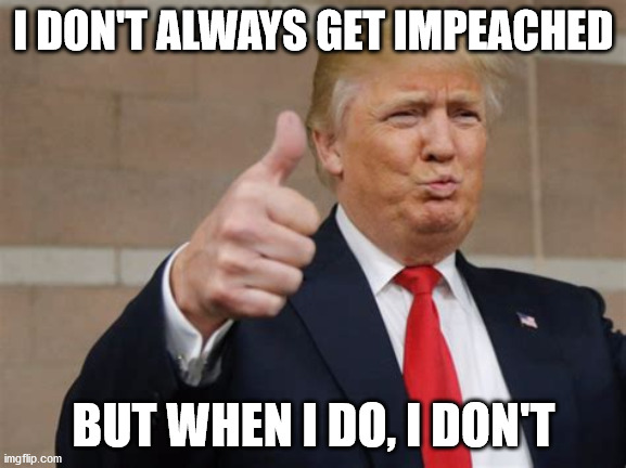 I DON'T ALWAYS GET IMPEACHED; BUT WHEN I DO, I DON'T | image tagged in trump,impeachment,usa,free speech | made w/ Imgflip meme maker