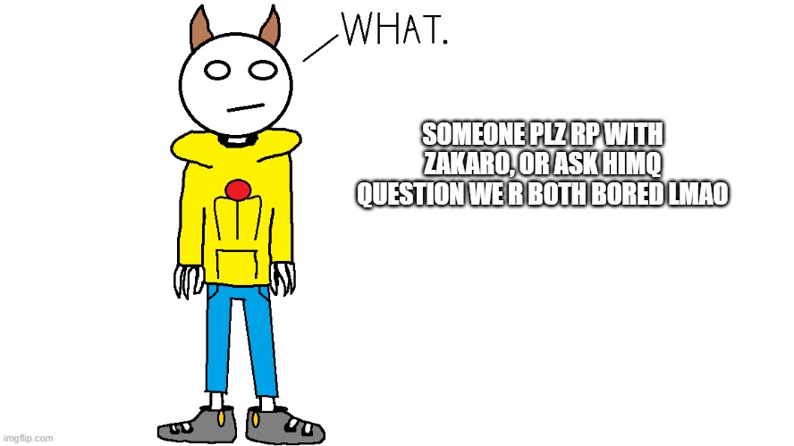 Zakaro "What." | SOMEONE PLZ RP WITH ZAKARO, OR ASK HIMQ QUESTION WE R BOTH BORED LMAO | image tagged in zakaro what | made w/ Imgflip meme maker