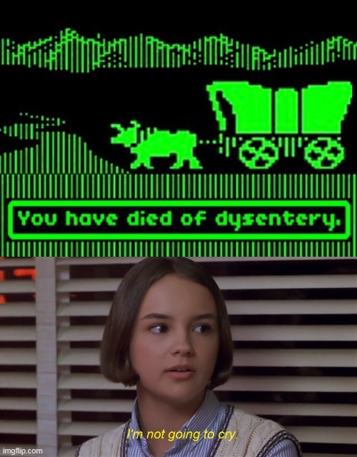 image tagged in i'm not going to cry,memes,mary anne spier,the baby-sitters club,oregon trail,dysentery | made w/ Imgflip meme maker