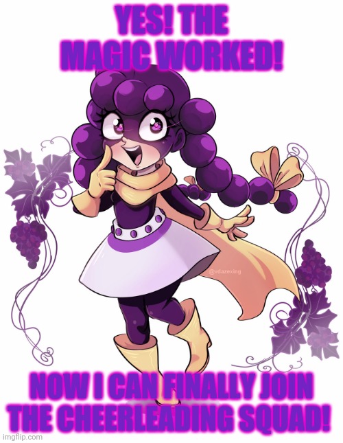 Lady Mineta! | YES! THE MAGIC WORKED! NOW I CAN FINALLY JOIN THE CHEERLEADING SQUAD! | image tagged in magic,turned,mineta,into a,anime girl,mha | made w/ Imgflip meme maker