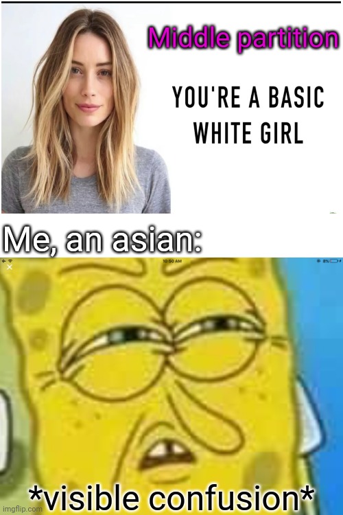 Relatable ? | Middle partition; Me, an asian:; *visible confusion* | image tagged in spongebob angry and confused | made w/ Imgflip meme maker