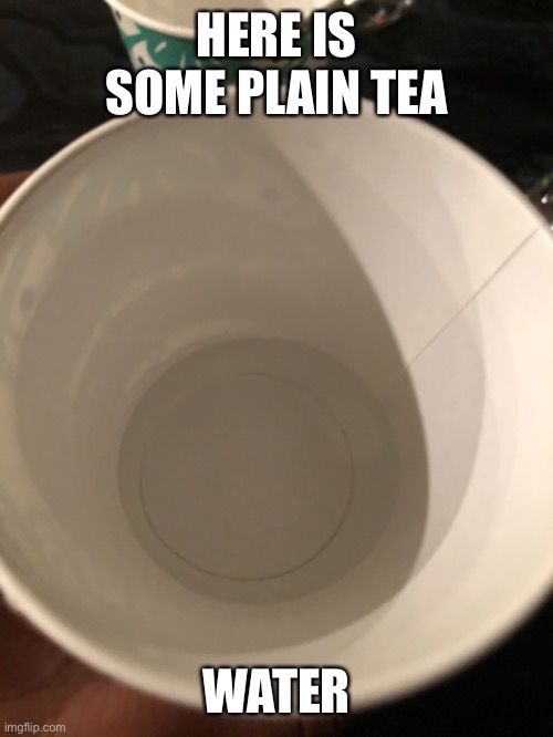 HERE IS SOME PLAIN TEA; WATER | image tagged in hmmm | made w/ Imgflip meme maker