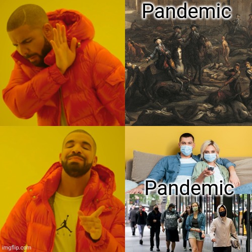 Pandemic; Pandemic | image tagged in drake hotline bling,memes,funny,pandemic,politics | made w/ Imgflip meme maker