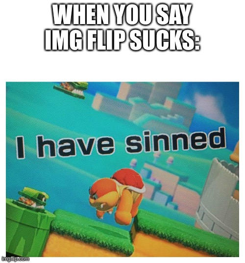 Sin | WHEN YOU SAY IMG FLIP SUCKS: | image tagged in sin | made w/ Imgflip meme maker