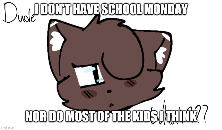 Bruh | I DON'T HAVE SCHOOL MONDAY; NOR DO MOST OF THE KIDS I THINK | image tagged in bruh | made w/ Imgflip meme maker