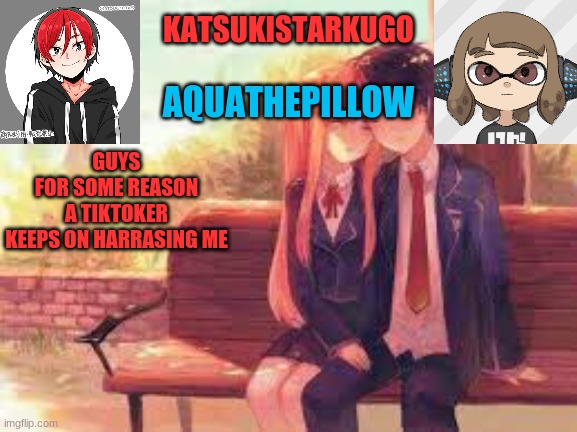 KatsukiStarkugoXAquathepillow | GUYS
FOR SOME REASON A TIKTOKER KEEPS ON HARRASING ME | image tagged in katsukistarkugoxaquathepillow | made w/ Imgflip meme maker