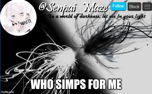 soups temp | WHO SIMPS FOR ME | image tagged in soups temp | made w/ Imgflip meme maker