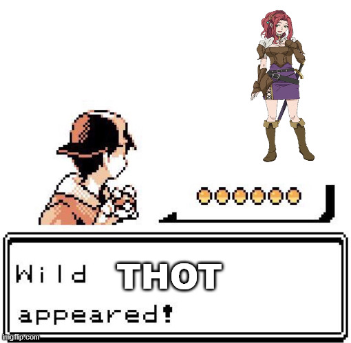 Wild thot appeared | THOT | image tagged in blank wild pokemon appears | made w/ Imgflip meme maker