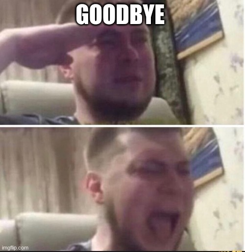 Crying salute | GOODBYE | image tagged in crying salute | made w/ Imgflip meme maker