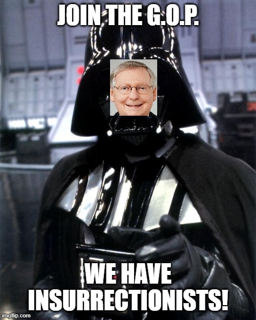 Darth Vader | JOIN THE G.O.P. WE HAVE INSURRECTIONISTS! | image tagged in darth vader | made w/ Imgflip meme maker