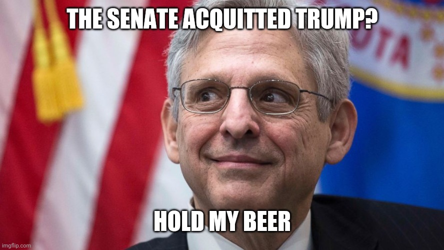 Merrick Garland, with tons of evidence | THE SENATE ACQUITTED TRUMP? HOLD MY BEER | image tagged in brace yourselves x is coming,batman slaps trump,heroes of the storm,how the turntables | made w/ Imgflip meme maker