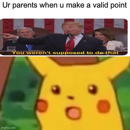 Surprised Pikachu Meme | Ur parents when u make a valid point | image tagged in memes,surprised pikachu | made w/ Imgflip meme maker