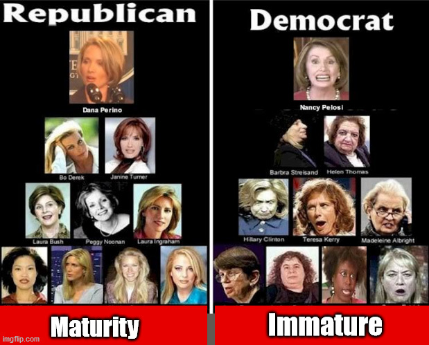 To Mature the Democrat Party | Immature; Maturity | image tagged in mature,immature,whine cellar,trump party,biden | made w/ Imgflip meme maker