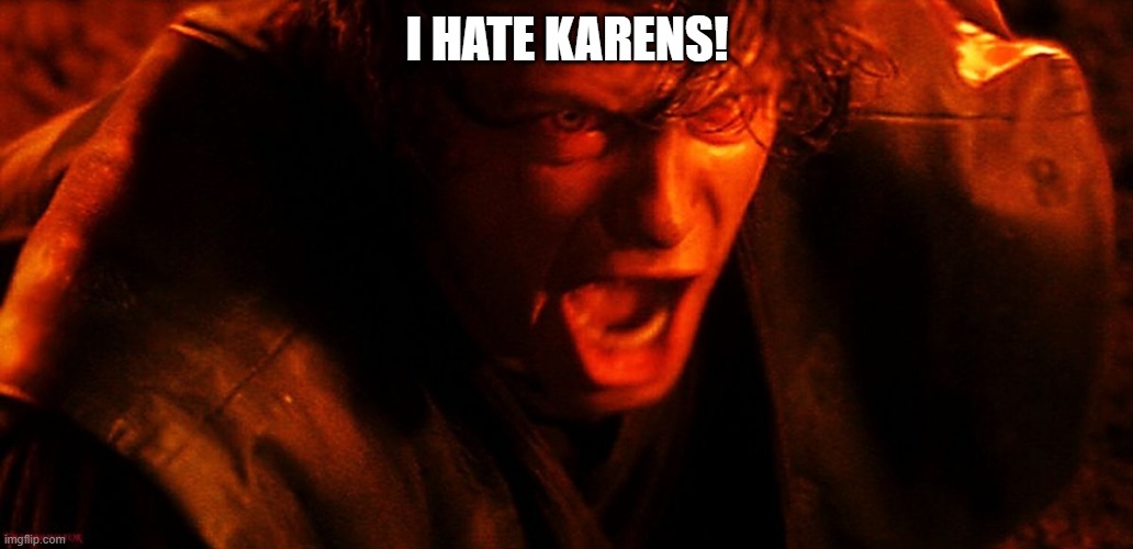 Anakin I Hate You | I HATE KARENS! | image tagged in anakin i hate you | made w/ Imgflip meme maker