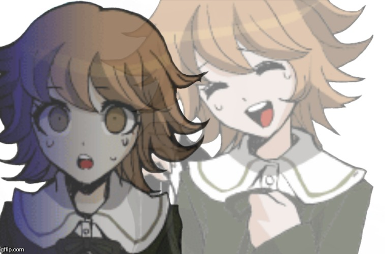 Chihiro laughs before realizing Blank Meme Template