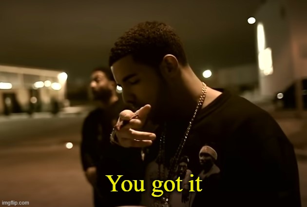 Drizzy got it | You got it | image tagged in drizzy got it | made w/ Imgflip meme maker