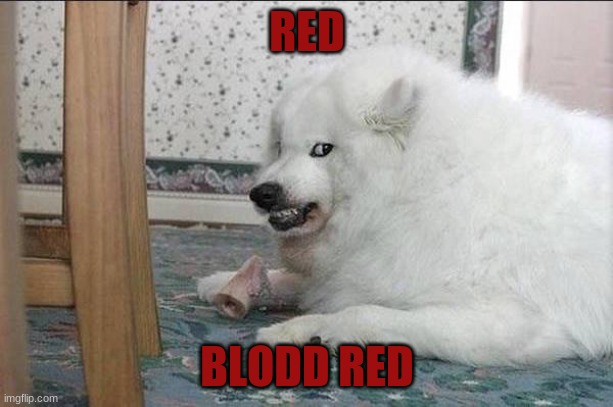 Vicious dog | RED BLODD RED | image tagged in vicious dog | made w/ Imgflip meme maker