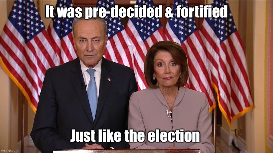 Chuck and Nancy | It was pre-decided & fortified Just like the election | image tagged in chuck and nancy | made w/ Imgflip meme maker