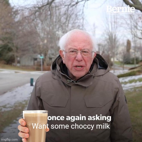 Bernie I Am Once Again Asking For Your Support Meme | Want some choccy milk | image tagged in memes,bernie i am once again asking for your support | made w/ Imgflip meme maker